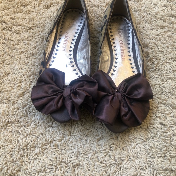 Libby Edelman Kendra Cheetah Bow Open Toe Shoes Flats size 7.5 - Picture 3 of 9